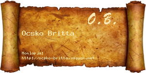 Ocsko Britta névjegykártya